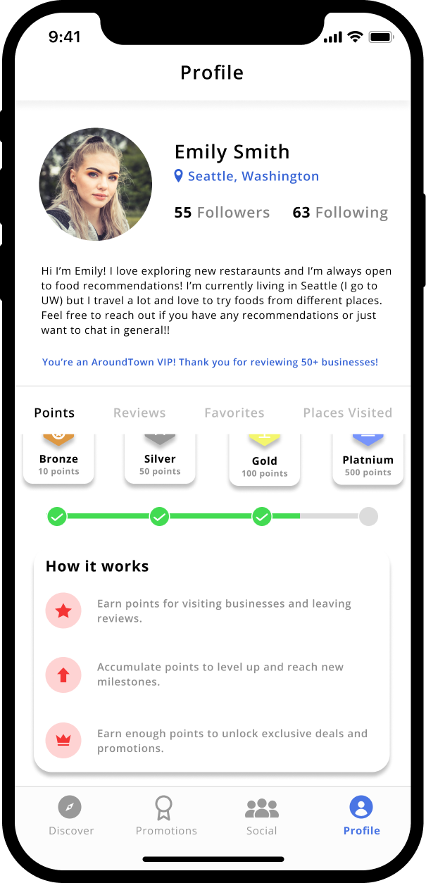 Around Town high-fidelity signup details screen